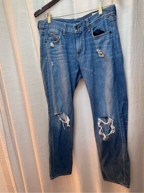 rag & bone Distressed Blue Straight Jeans
